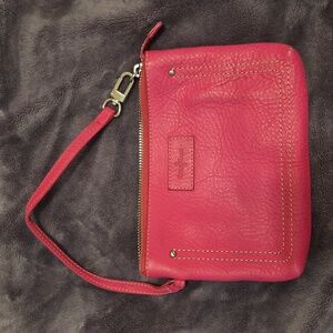 Pink leather wristlet/wallet